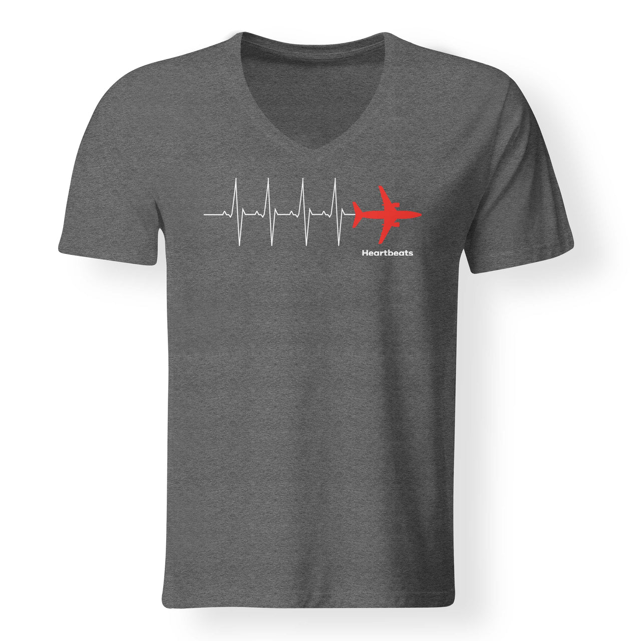 Aviation Heartbeats Designed V-Neck T-Shirts