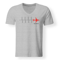 Thumbnail for Aviation Heartbeats Designed V-Neck T-Shirts