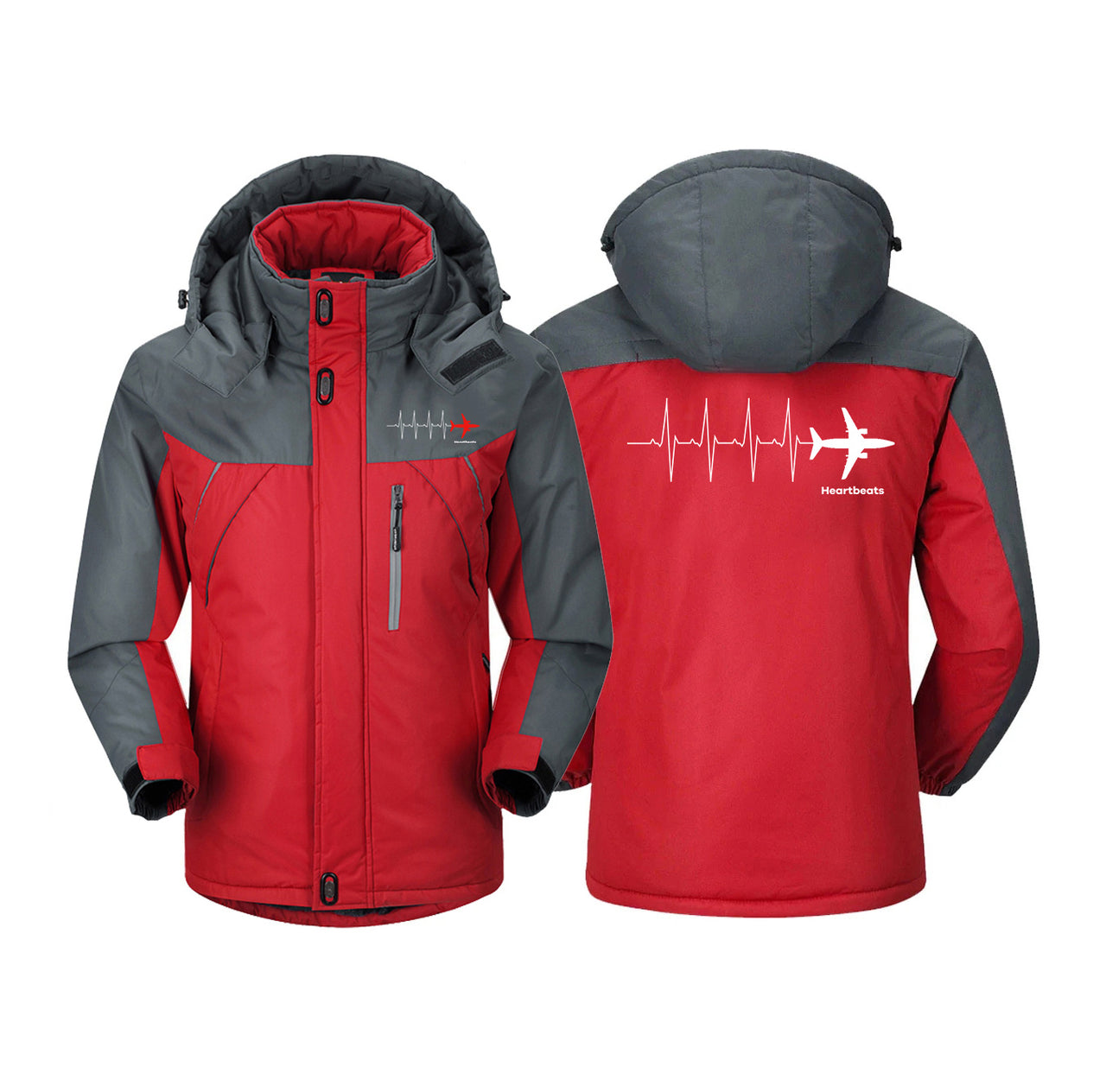 Aviation Heartbeats Designed Thick Winter Jackets