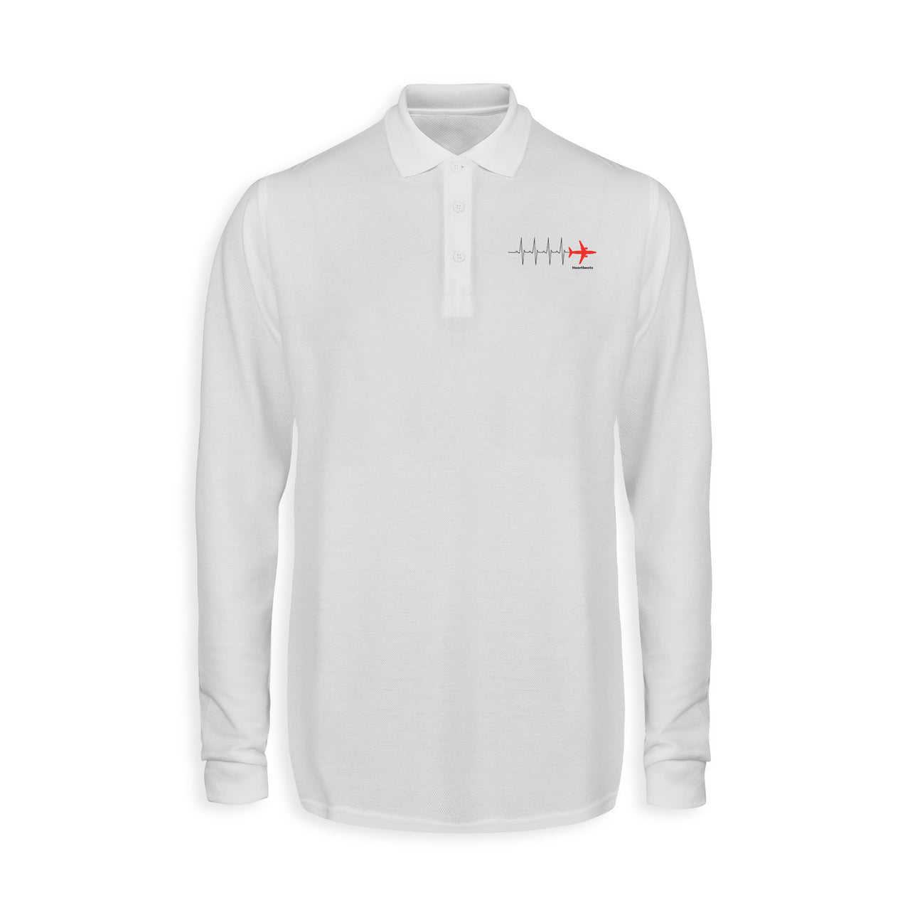 Aviation Heartbeats Designed Long Sleeve Polo T-Shirts