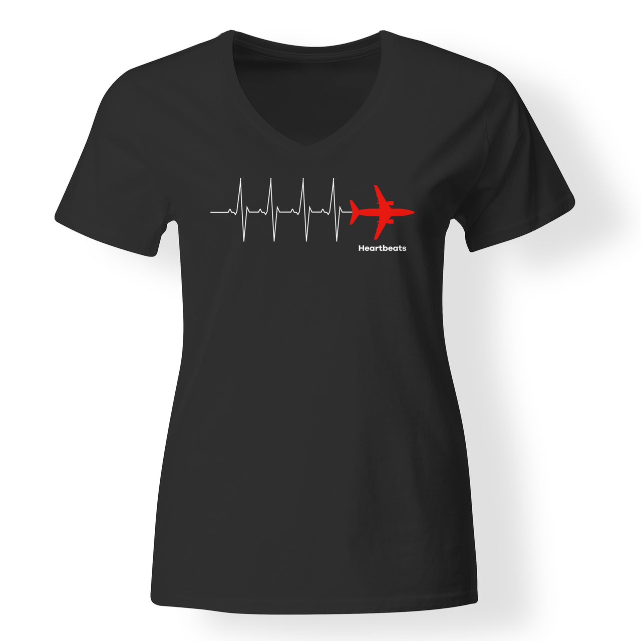 Aviation Heartbeats Designed V-Neck T-Shirts