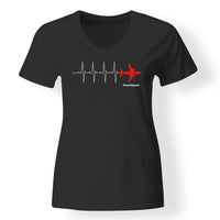 Thumbnail for Aviation Heartbeats Designed V-Neck T-Shirts