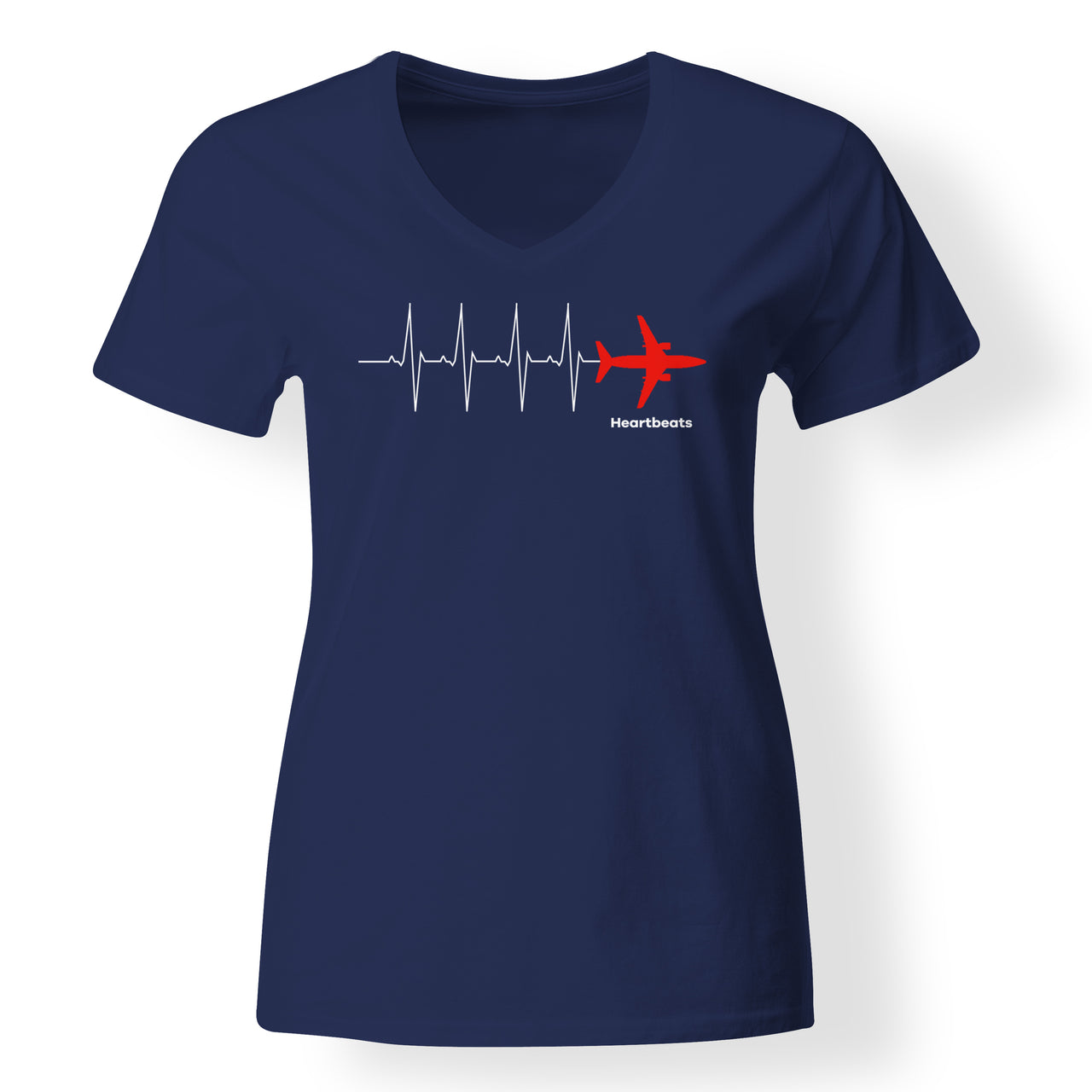 Aviation Heartbeats Designed V-Neck T-Shirts