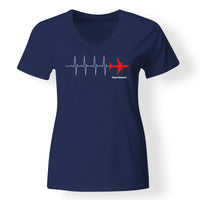 Thumbnail for Aviation Heartbeats Designed V-Neck T-Shirts