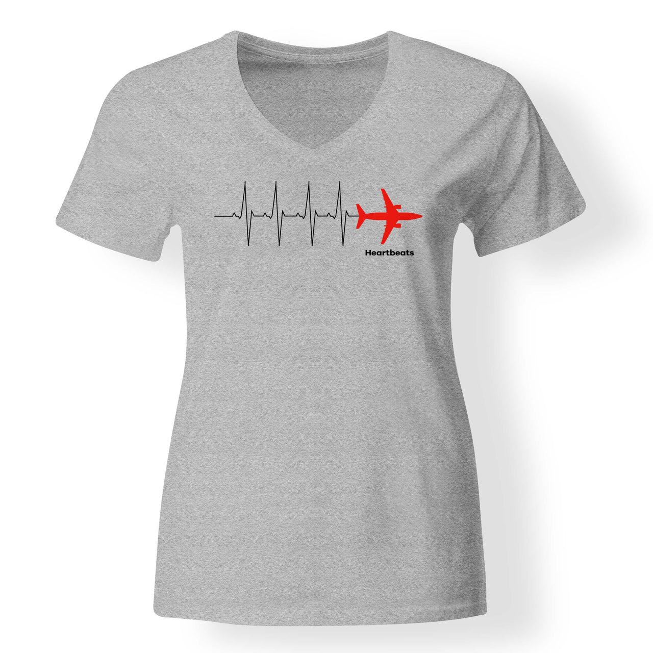 Aviation Heartbeats Designed V-Neck T-Shirts
