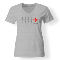 Thumbnail for Aviation Heartbeats Designed V-Neck T-Shirts