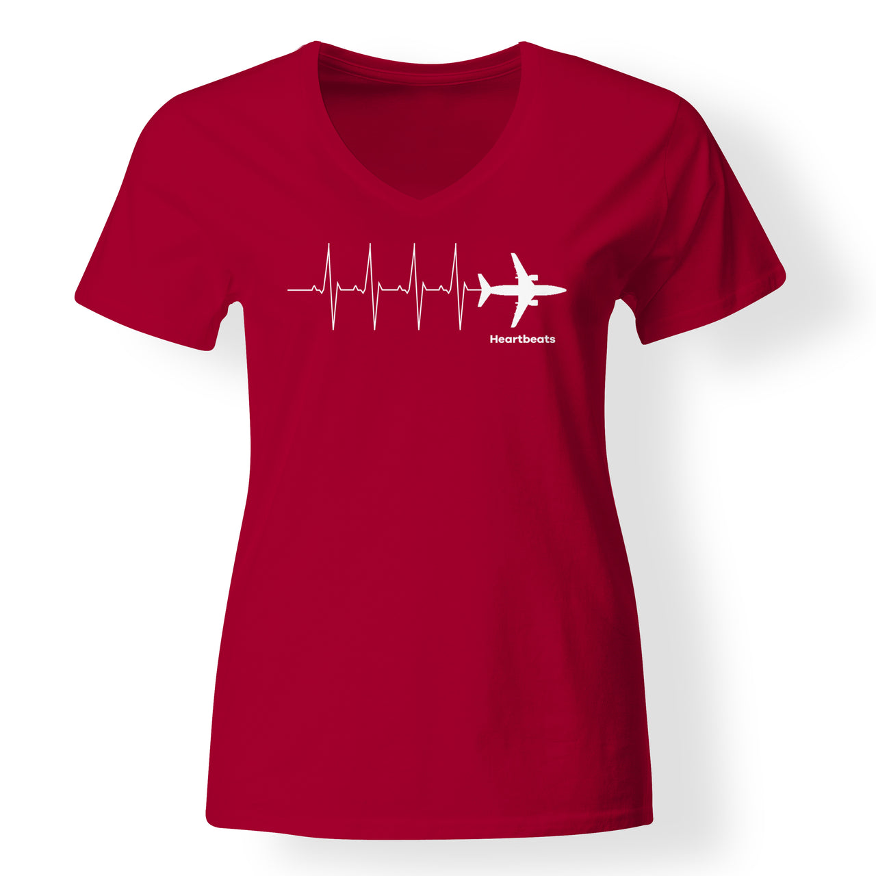 Aviation Heartbeats Designed V-Neck T-Shirts