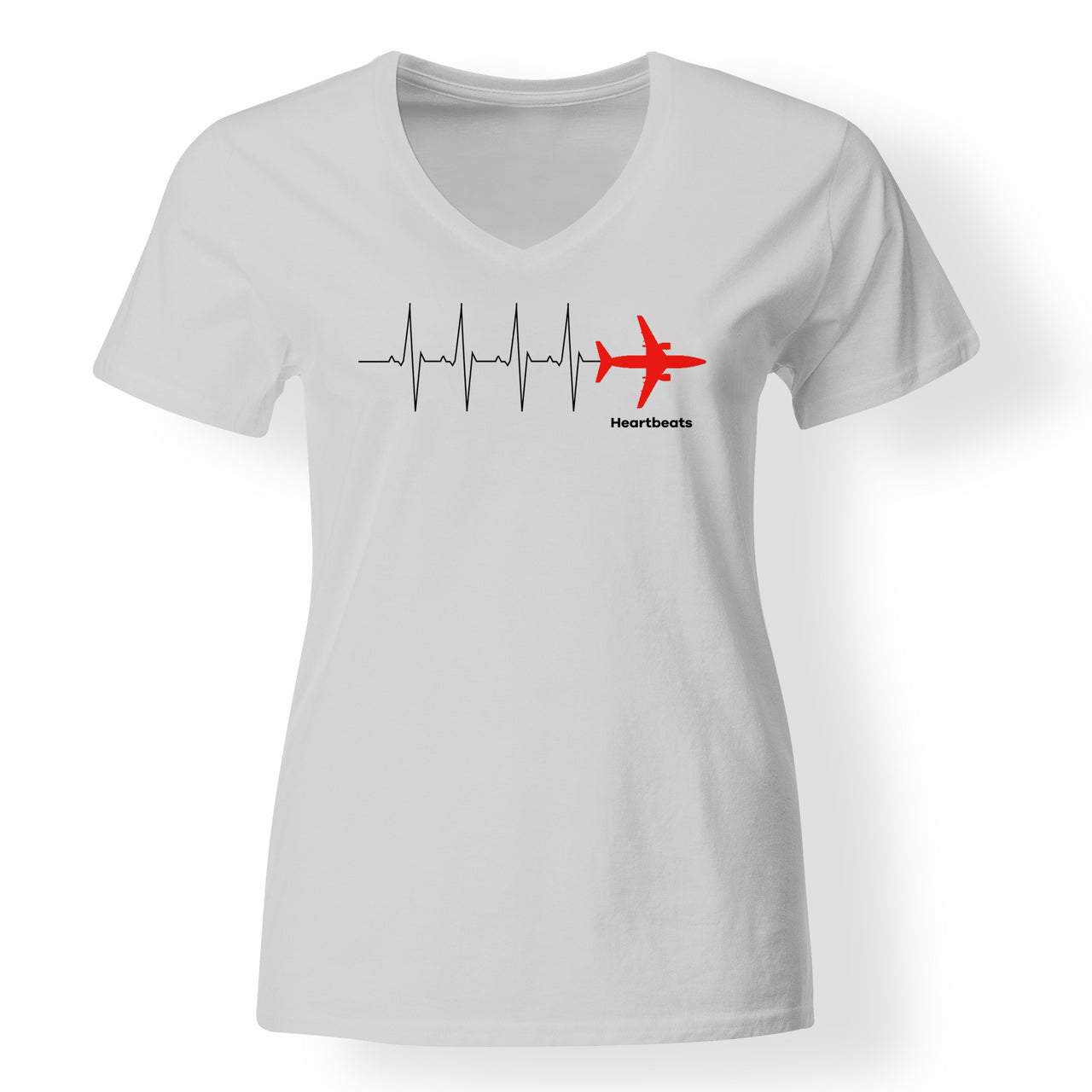 Aviation Heartbeats Designed V-Neck T-Shirts