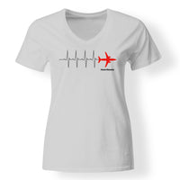 Thumbnail for Aviation Heartbeats Designed V-Neck T-Shirts