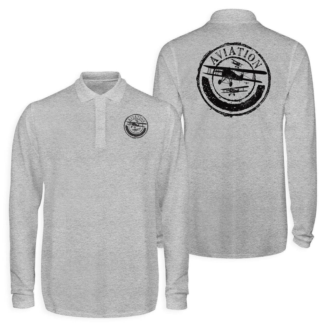 Aviation Lovers Designed Long Sleeve Polo T-Shirts (Double-Side)