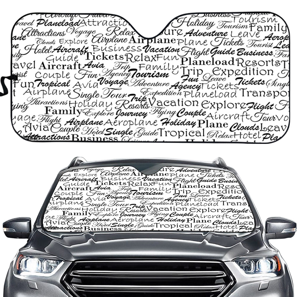 Aviation Lovers Texts Designed Car Sun Shade