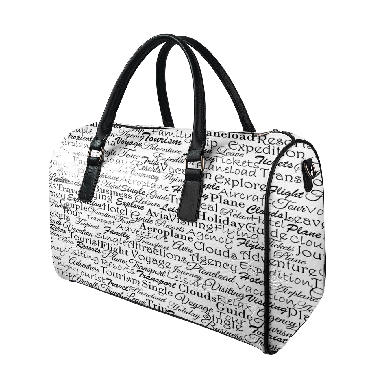 Aviation Lovers Texts Designed Leather Travel Bag