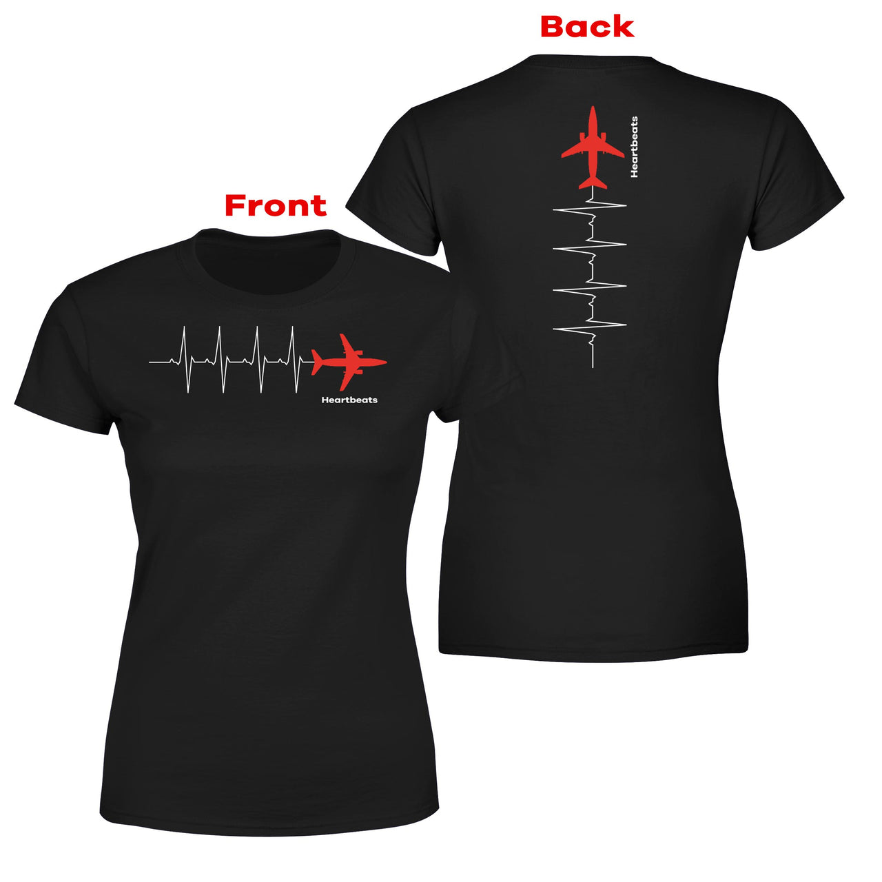 Aviation Heartbeats Designed Double-Side T-Shirts