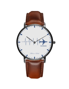 Aviation Heartbeats Leather Strap Watches Pilot Eyes Store Black & Brown Leather Strap 