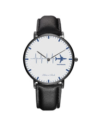 Thumbnail for Aviation Heartbeats Leather Strap Watches Pilot Eyes Store Black & Black Leather Strap 