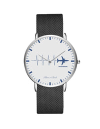 Thumbnail for Aviation Heartbeats Stainless Steel Strap Watches Pilot Eyes Store Silver & Black Stainless Steel Strap 