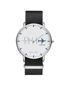 Aviation Heartbeats Leather Strap Watches Pilot Eyes Store Silver & Black Nylon Strap 
