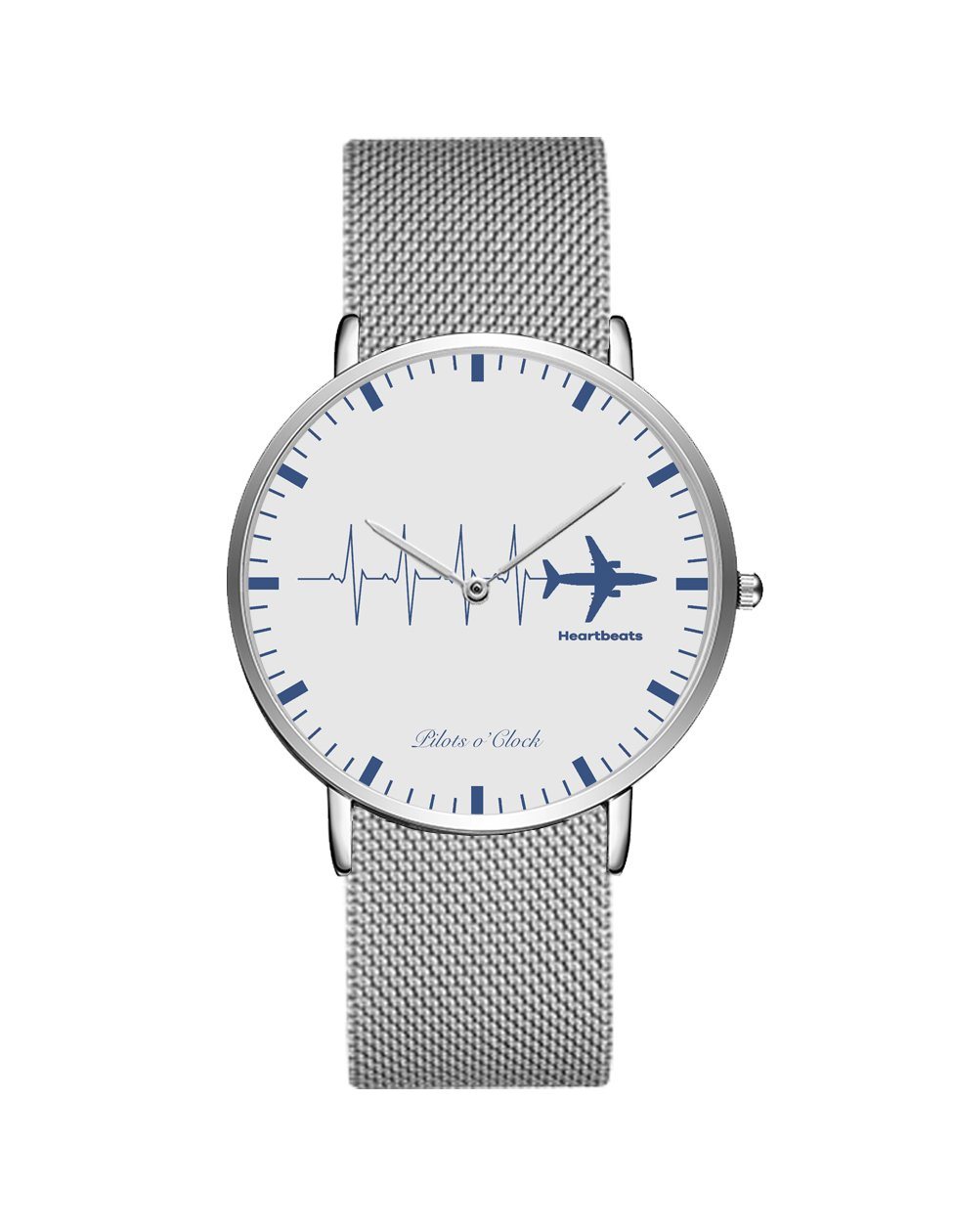 Aviation Heartbeats Stainless Steel Strap Watches Pilot Eyes Store Silver & Silver Stainless Steel Strap 