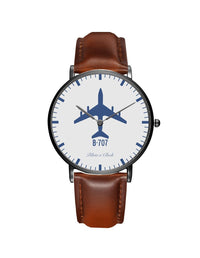 Thumbnail for Side view of Boeing 707 aviation slim watch in stainless steel, polished finish.
