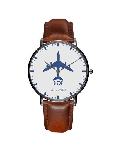 Side view of Boeing 707 aviation slim watch in stainless steel, polished finish.