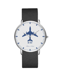 Thumbnail for Boeing 707 Stainless Steel Strap Watches Pilot Eyes Store Silver & Black Stainless Steel Strap 