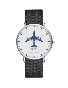 Boeing 707 Stainless Steel Strap Watches Pilot Eyes Store Silver & Black Stainless Steel Strap 