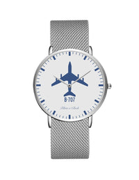 Thumbnail for Boeing 707 Stainless Steel Strap Watches Pilot Eyes Store Silver & Silver Stainless Steel Strap 