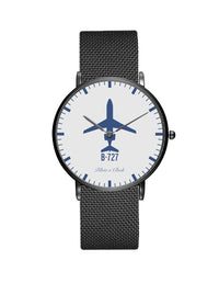 Thumbnail for Boeing 727 Stainless Steel Strap Watches Pilot Eyes Store Black & Stainless Steel Strap 