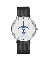 Thumbnail for Boeing 727 Stainless Steel Strap Watches Pilot Eyes Store Silver & Black Stainless Steel Strap 