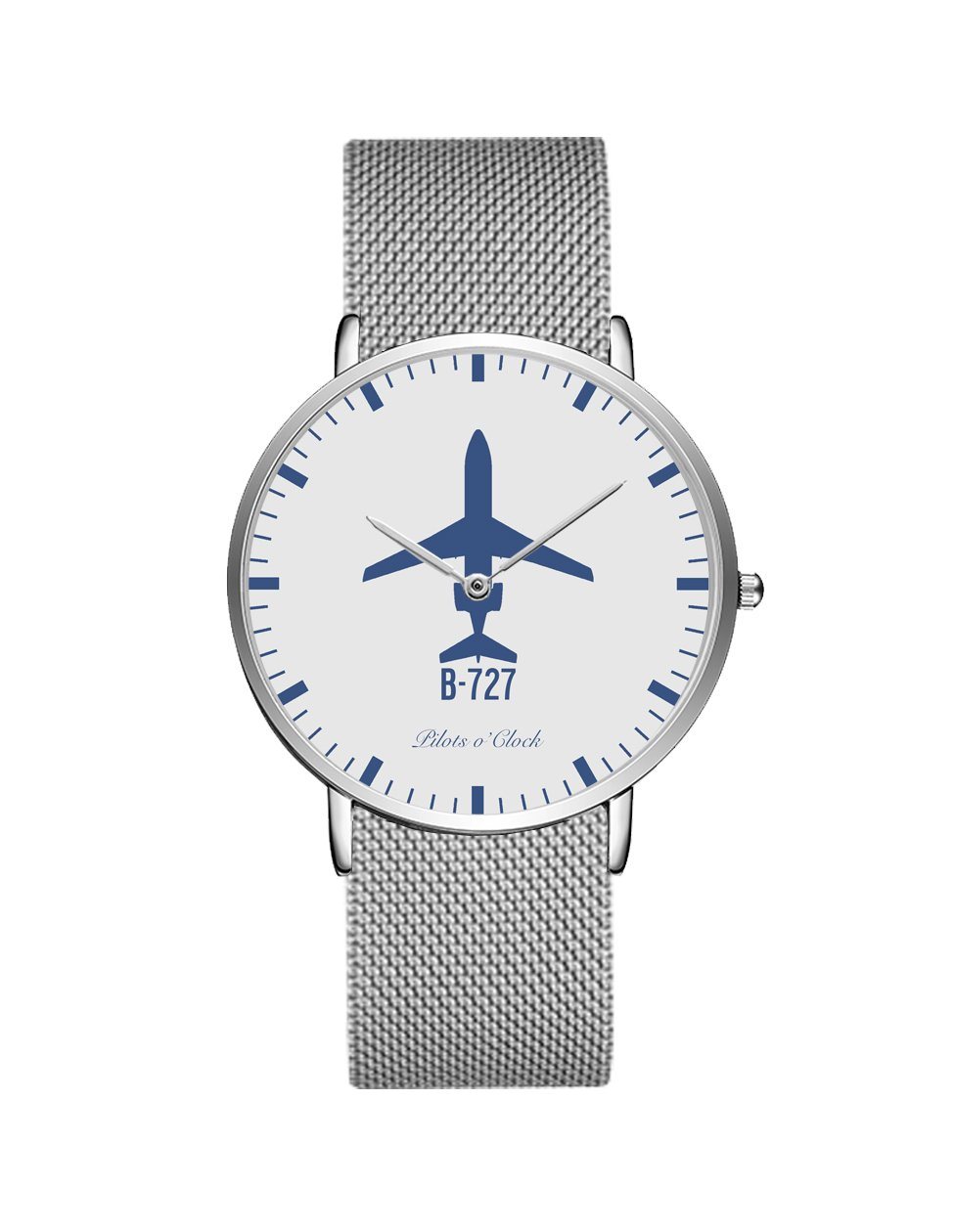 Boeing 727 Stainless Steel Strap Watches Pilot Eyes Store Silver & Silver Stainless Steel Strap 