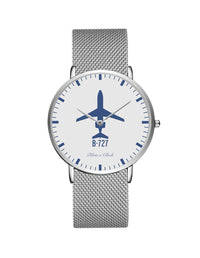 Thumbnail for Boeing 727 Stainless Steel Strap Watches Pilot Eyes Store Silver & Silver Stainless Steel Strap 
