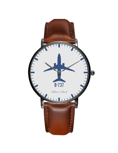 Boeing 737 aviation slim watch, stainless steel body with engraved detail.