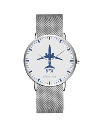 Thumbnail for Boeing 737 Stainless Steel Strap Watches Pilot Eyes Store Silver & Silver Stainless Steel Strap 
