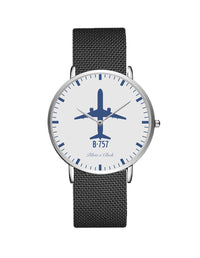 Thumbnail for Boeing 757 Stainless Steel Strap Watches Pilot Eyes Store Silver & Black Stainless Steel Strap 