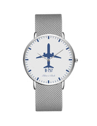 Thumbnail for Boeing 757 Stainless Steel Strap Watches Pilot Eyes Store Silver & Silver Stainless Steel Strap 