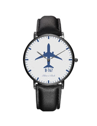 Thumbnail for Boeing 767 Leather Strap Watches Pilot Eyes Store Black & Black Leather Strap 