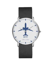Thumbnail for Boeing 777 Stainless Steel Strap Watches Pilot Eyes Store Silver & Black Stainless Steel Strap 