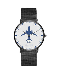Thumbnail for Boeing 787 Stainless Steel Strap Watches Pilot Eyes Store Black & Stainless Steel Strap 