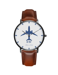 Thumbnail for Side view of Boeing 787 aviation slim watch in stainless steel, polished finish.