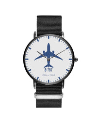 Thumbnail for Boeing 787 Leather Strap Watches Pilot Eyes Store Black & Black Nylon Strap 