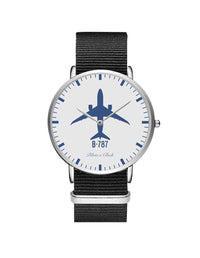 Thumbnail for Boeing 787 Leather Strap Watches Pilot Eyes Store Silver & Black Nylon Strap 