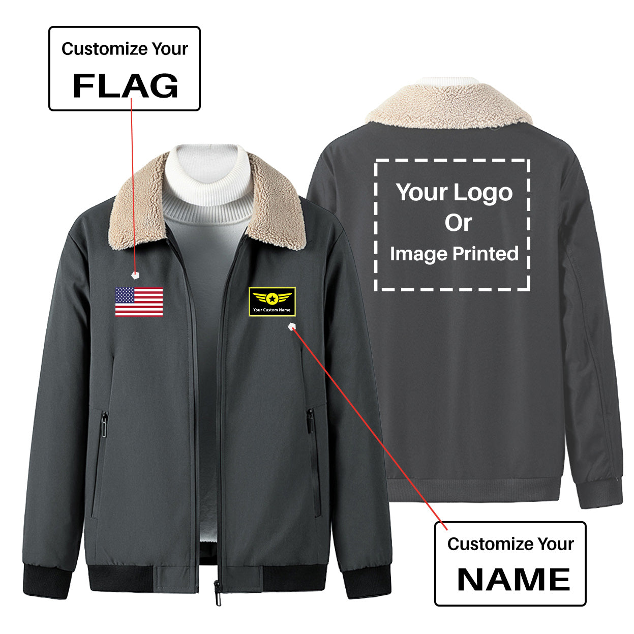 Custom Flag & Name & LOGO Winter Bomber Jackets