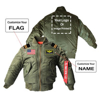 Thumbnail for Custom Flag & Name & LOGO & Epaulettes Children Bomber Jackets