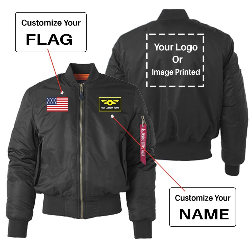 Custom Flag & Name & LOGO Designed "Women" Bomber Jackets