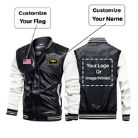 Thumbnail for Custom Flag & Name & LOGO Stylish Leather Bomber Jackets