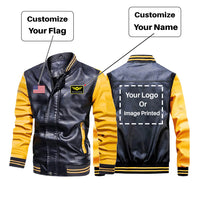Thumbnail for Custom Flag & Name & LOGO Stylish Leather Bomber Jackets