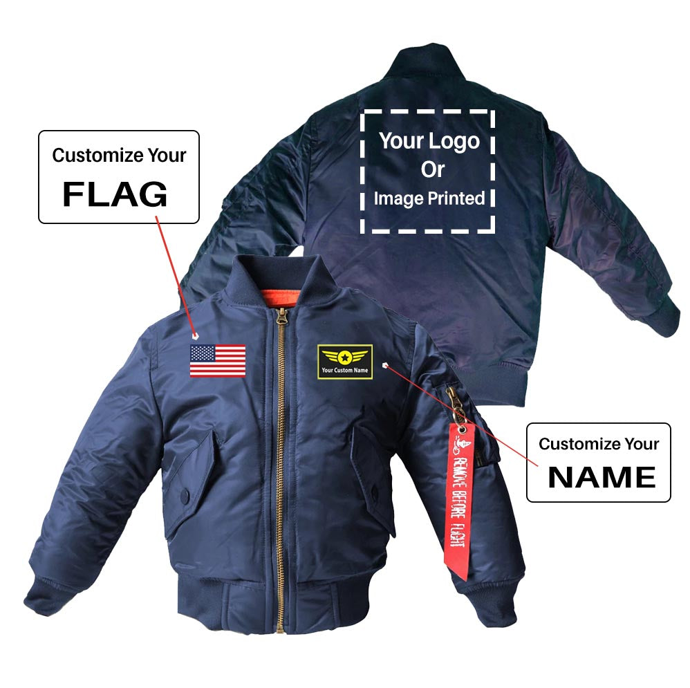Custom Flag & Name & LOGO Designed Children Bomber Jackets