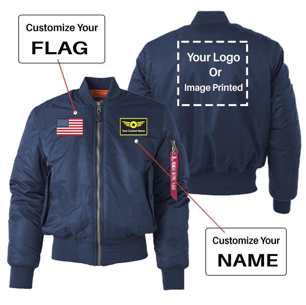 Custom Flag & Name & LOGO Designed "Women" Bomber Jackets