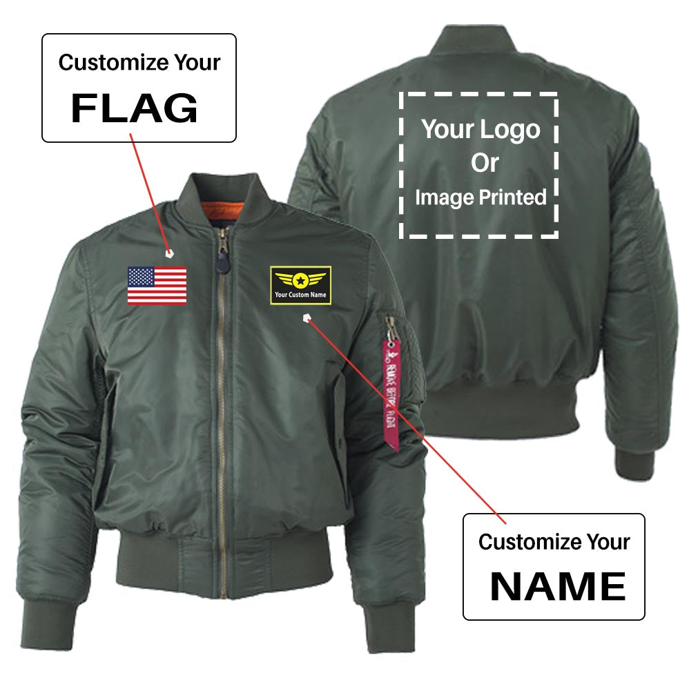 Custom Flag & Name & LOGO Designed "Women" Bomber Jackets