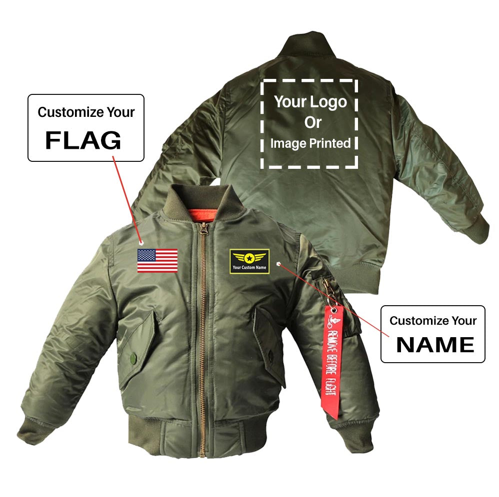 Custom Flag & Name & LOGO Designed Children Bomber Jackets